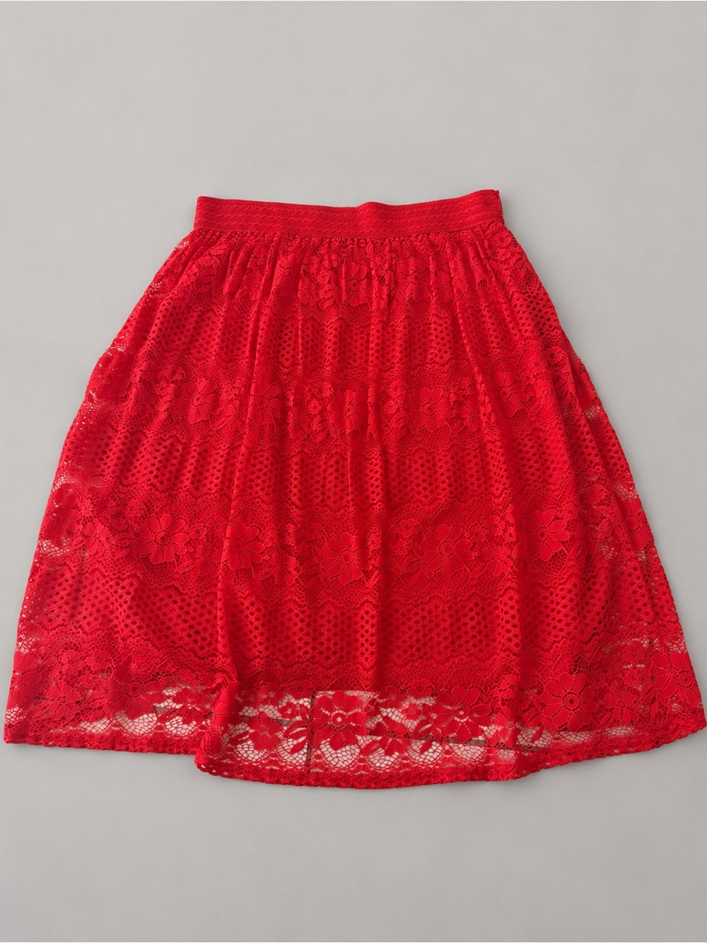Women’s Metrowear Red Floral Lace A-Line Skirt – XL